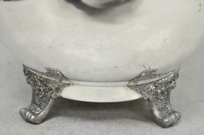 Vintage Victorian Silver Plated Footed and Covered Lidded Bar Ice Bucket