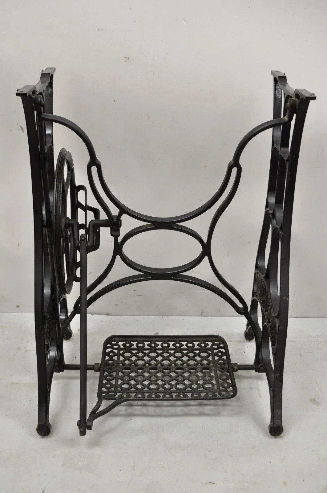 Antique Black Cast Iron Treadle Sewing Machine Table Base by New Home