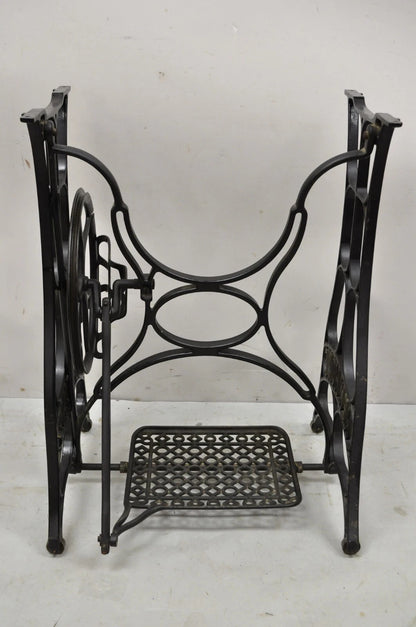 Antique Black Cast Iron Treadle Sewing Machine Table Base by New Home