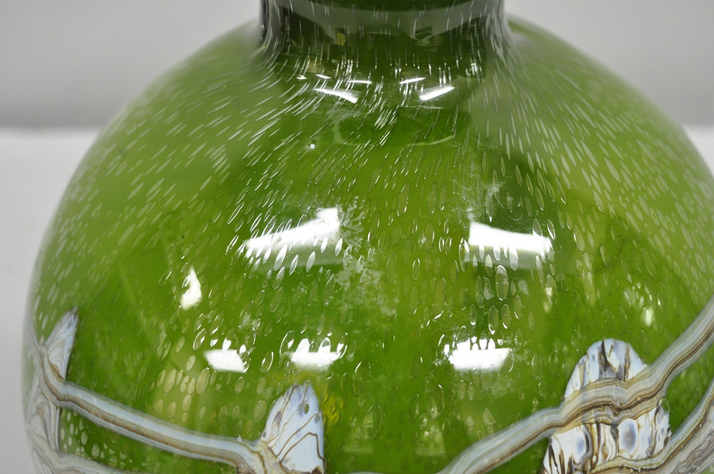 Vintage Italian Mid Century Modern Hand Blown Bubble Glass Green Studio Vase