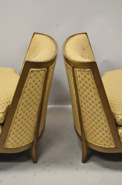 Mid Century Modern Paul McCobb Style Barrel Back Slipper Lounge Chairs - a Pair