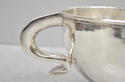 Antique Regency Silver Plated Thick Twin Handle Hand Hammered Trophy Cup Bowl