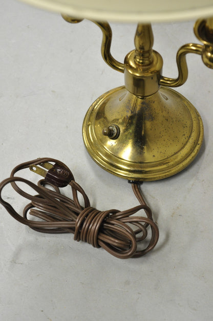Vintage French Empire Federal Style Small Brass Bouillotte Tole Desk Table Lamp