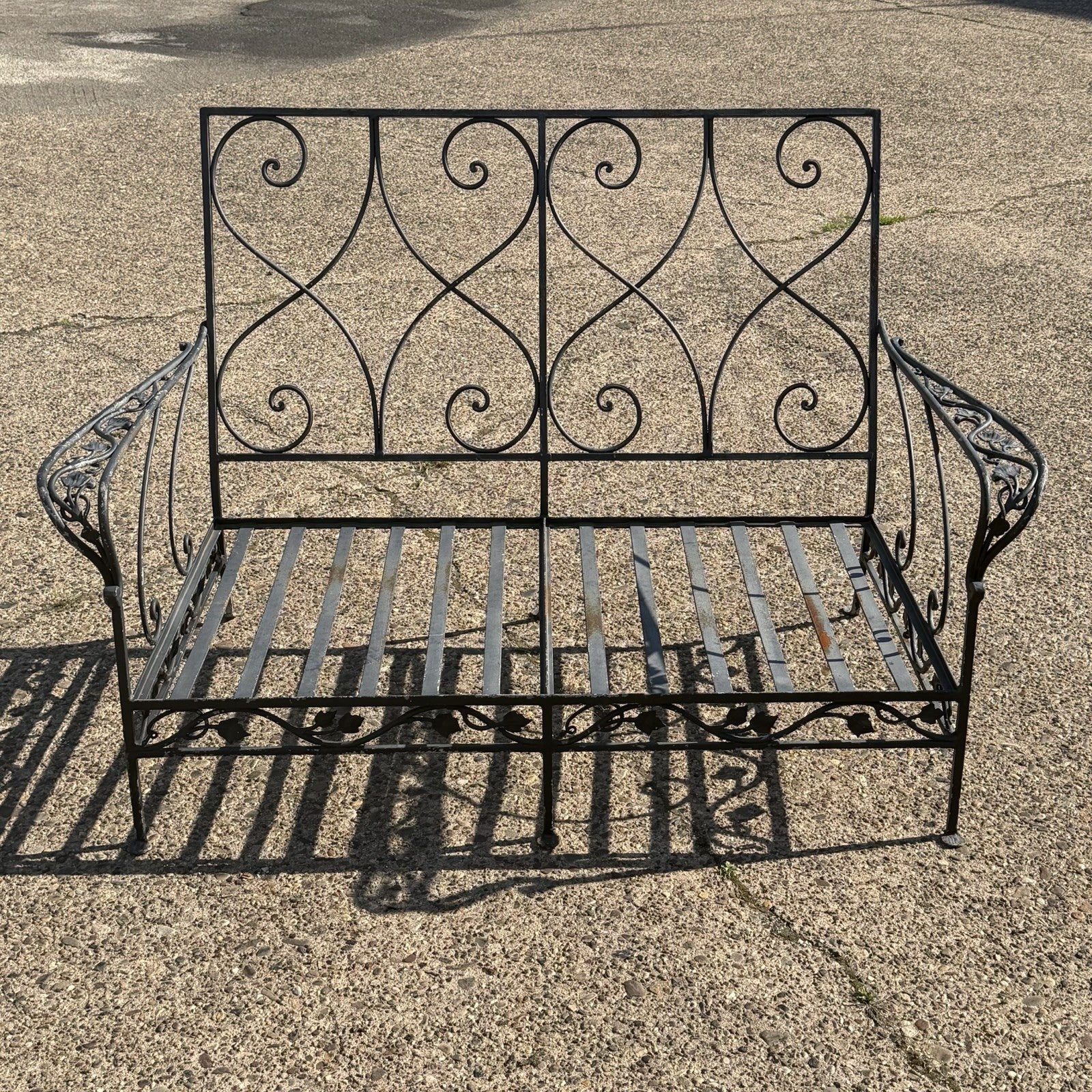 Vintage Salterini Style Wrought Iron Settee Loveseat by Florentine Craft Studio
