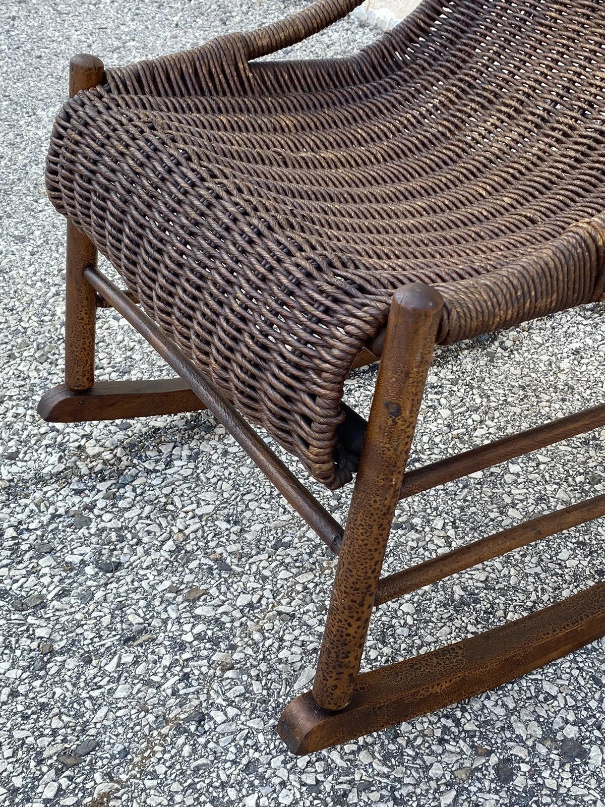 Antique Victorian Wicker and Rattan Wooden Small Rocking Chair Rocker