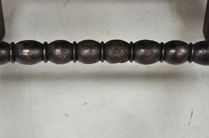 Antique Small Jacobean Style Turn Carved Walnut Accent Side Chairs - a Pair