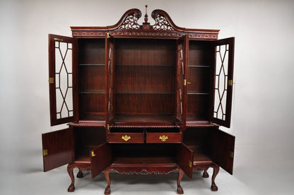 Chippendale Mahogany Ball & Claw Breakfront China Cabinet by Baker of London