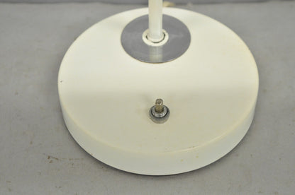Vintage Mid Century Modern White Enamel Metal Arch Desk Lamp w/ Chrome Accents