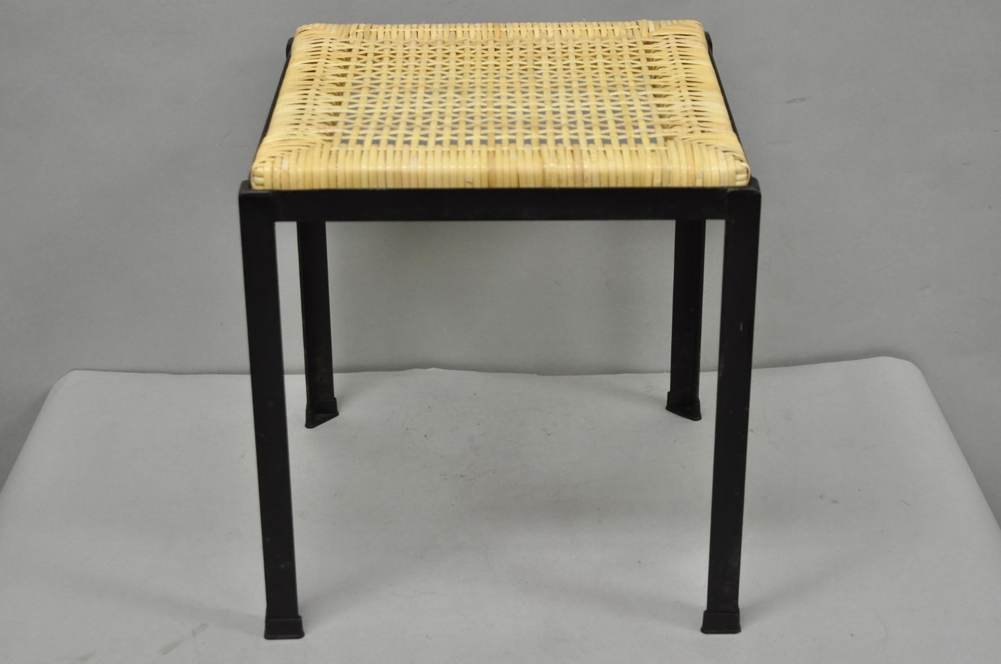 Mid Century Modern Danny Ho Fong Tropi-Cal Iron Cane Side Table Stool - Set of 4