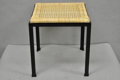 Mid Century Modern Danny Ho Fong Tropi-Cal Iron Cane Side Table Stool - Set of 4