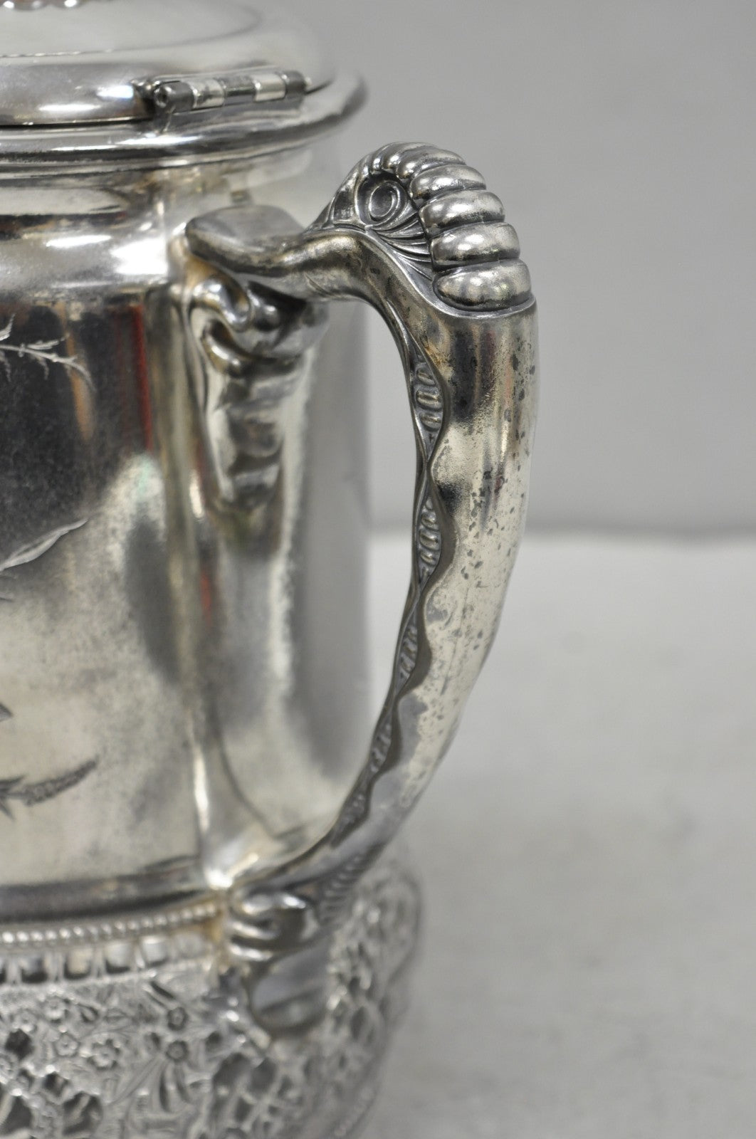 Wilcox Silver Plate Co Art Nouveau Silver Plated Duck Handle Coffee Pot Pitcher