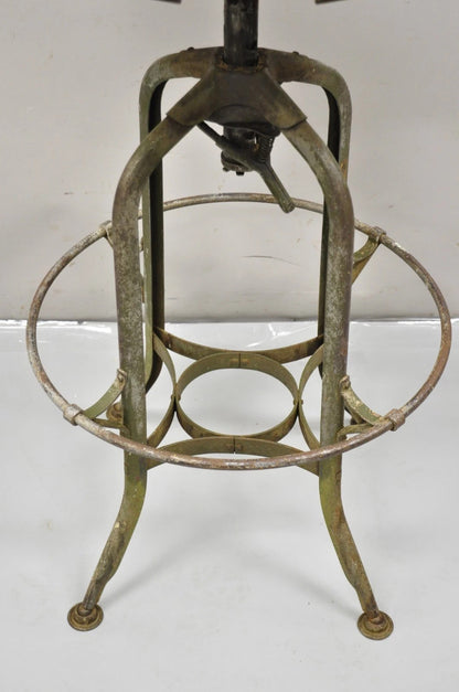 Vintage Industrial Toledo Metal Co Steel & Wood Adjustable Drafting Stool Chair