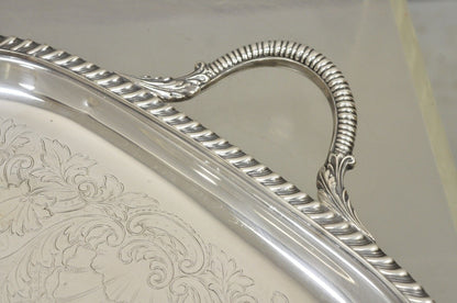 Vintage Victorian EPC Silver Plated Etched Twin Handle Serving Platter Tray