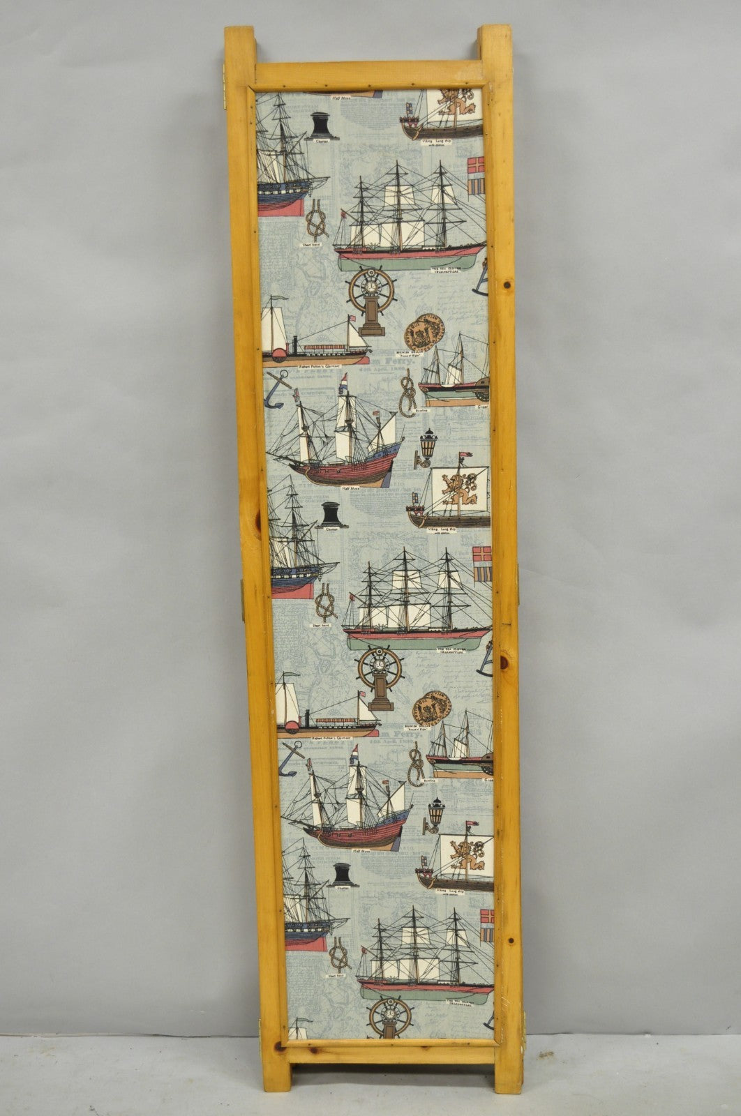 Vintage Nautical Custom Viking Clipper Ship Fabric Room Divider Dressing Screen