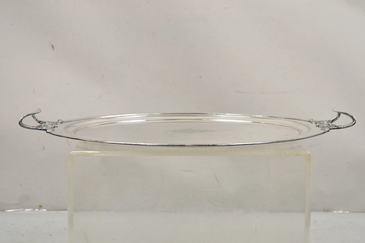 Antique Meriden B Co. Victorian Silver Plated Oval Serving Platter Tray Engraved