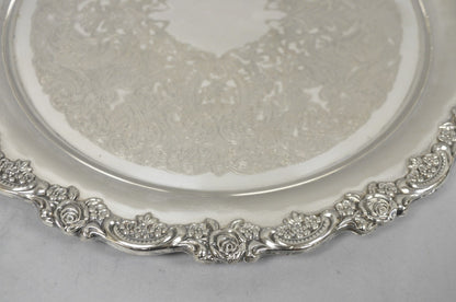 Vintage Oneida Victorian Round Silver Plated Serving Platter Tray w/ Handles