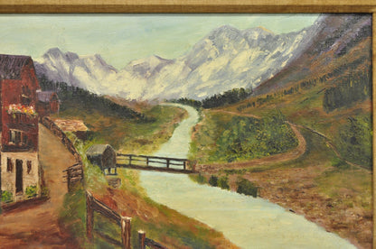 Vintage Angela Dudley "Lake Garda. Italy" Italian Hollywood Regency Oil Painting
