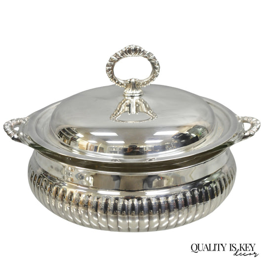 Vintage English Edwardian Silver Plated Covered Serving Dish By W&S Blackinton