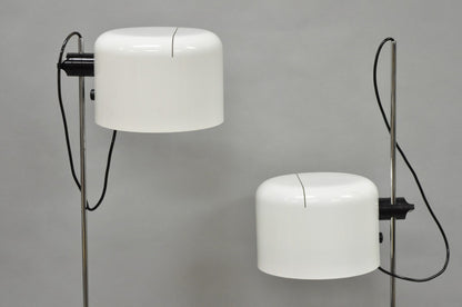 Joe Colombo for Oluce Italy White Coupe Mid Century Modern Floor Lamp - a Pair