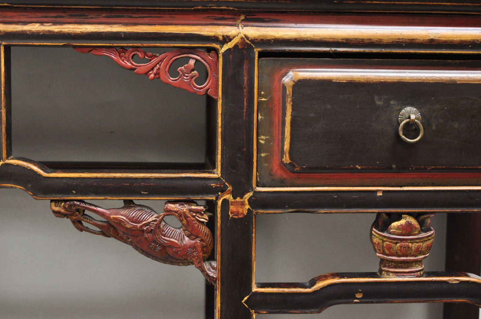 Antique Chinese Carved Hardwood Altar Console Table Sideboard Buffet w/ Drawers