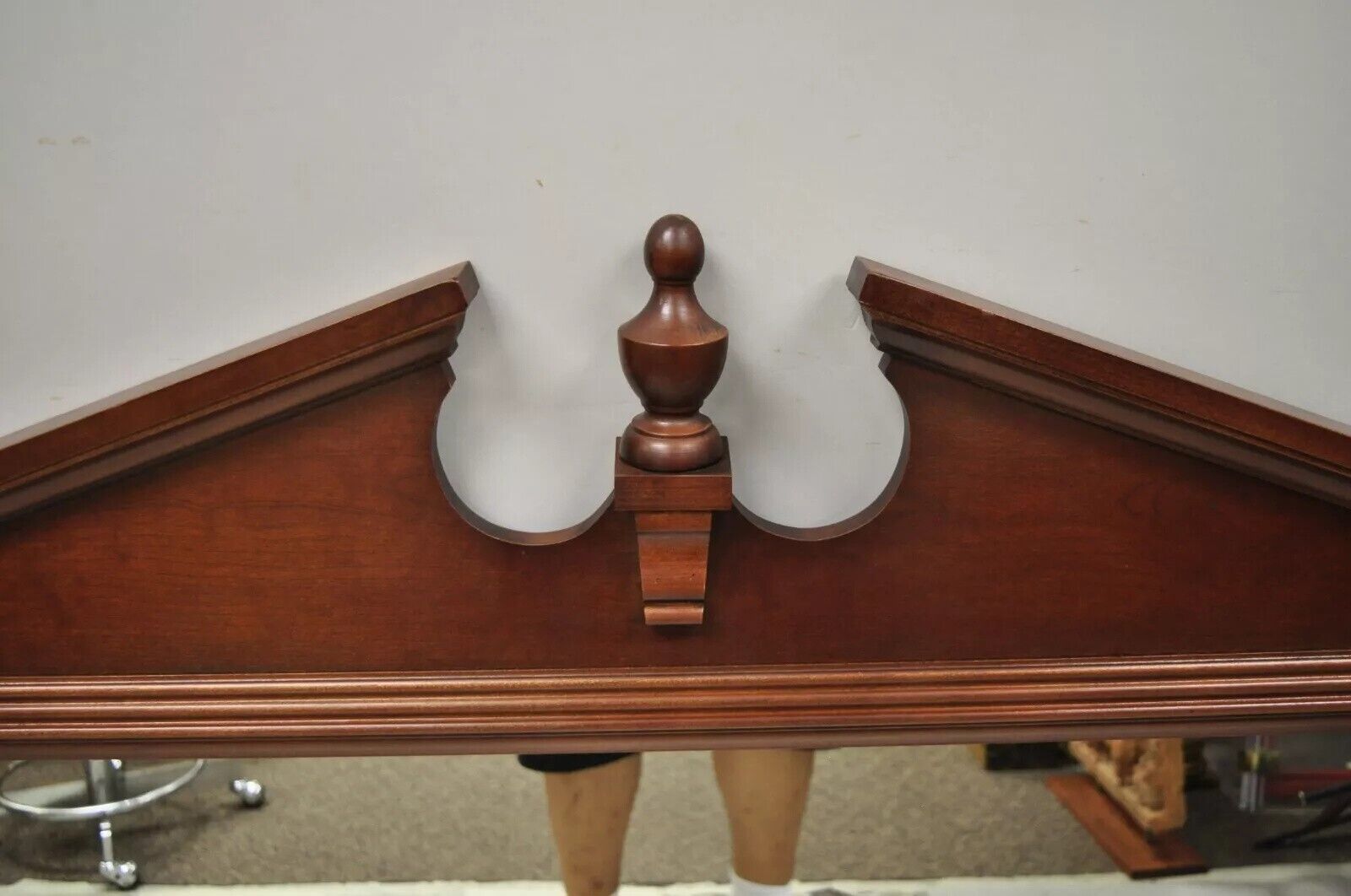 Broyhill USA Federal Style Broken Arch & Finial Cherry Wood Wall Dresser Mirror