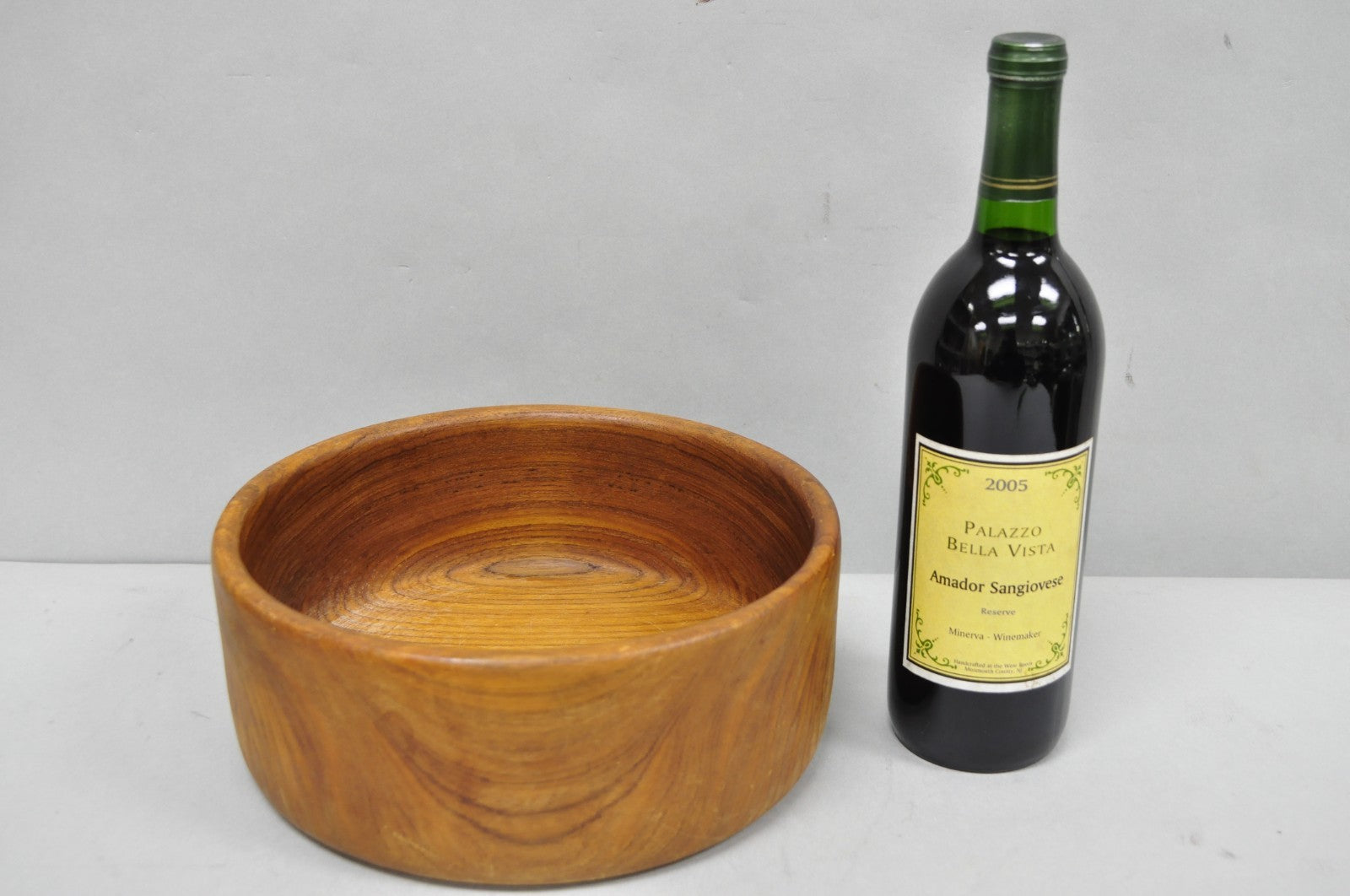 Vintage Mid Century Danish Modern Carved Teak Wood Salad Fruit Bowl (A)