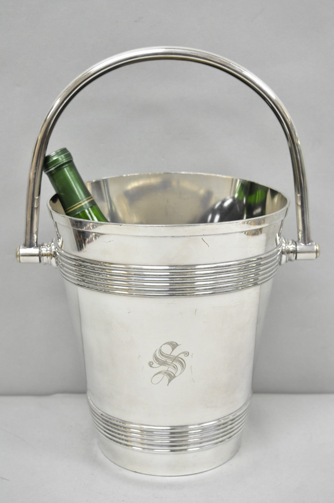 International Wilcox English Regency Silver Plated Champagne Ice Bucket "S" Mono