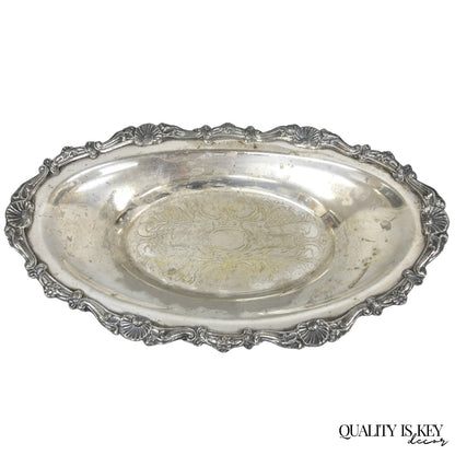 Vintage Victorian Style Silver Plated Oval 13.5" Trinket Serving Dish (A)