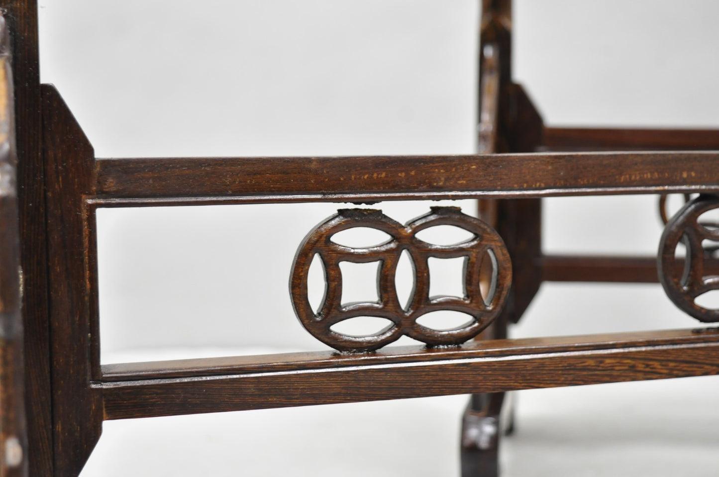 Chinese Carved Dragon Calligraphy Brush Pen Holder Rosewood Stand - a Pair