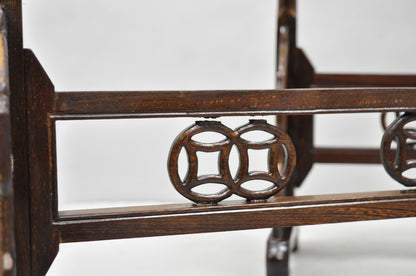 Chinese Carved Dragon Calligraphy Brush Pen Holder Rosewood Stand - a Pair