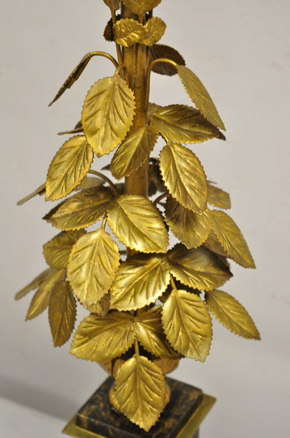 Vintage Italian Classical Leafy Foliate Gold Gilt Wreath Metal Table Lamp