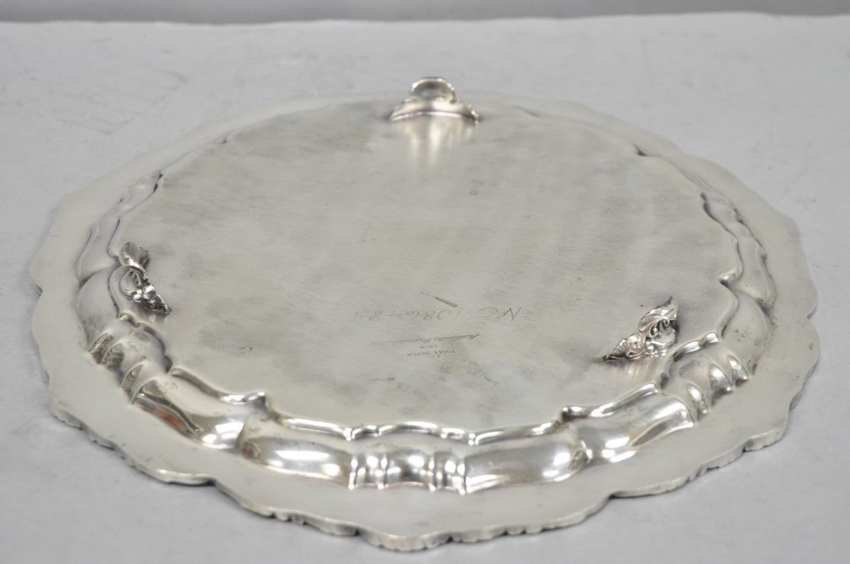 Vintage Poole Silver 3209 Victorian 12" Round Silver Plated Salver Platter Tray