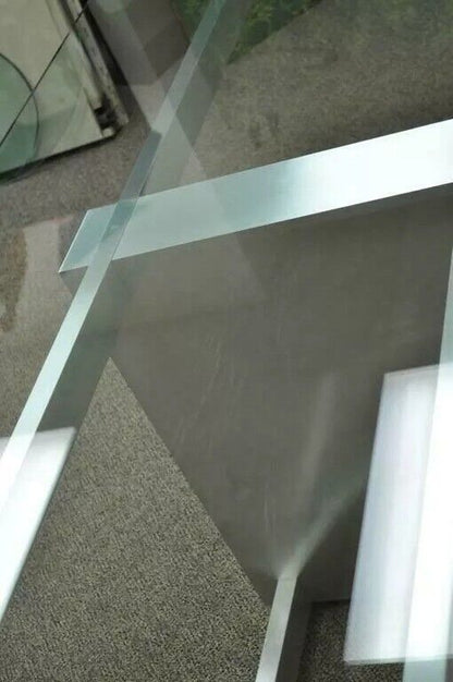 Vladimir Kagan Brushed Aluminum & Glass Cubist Extension Dining Conference Table