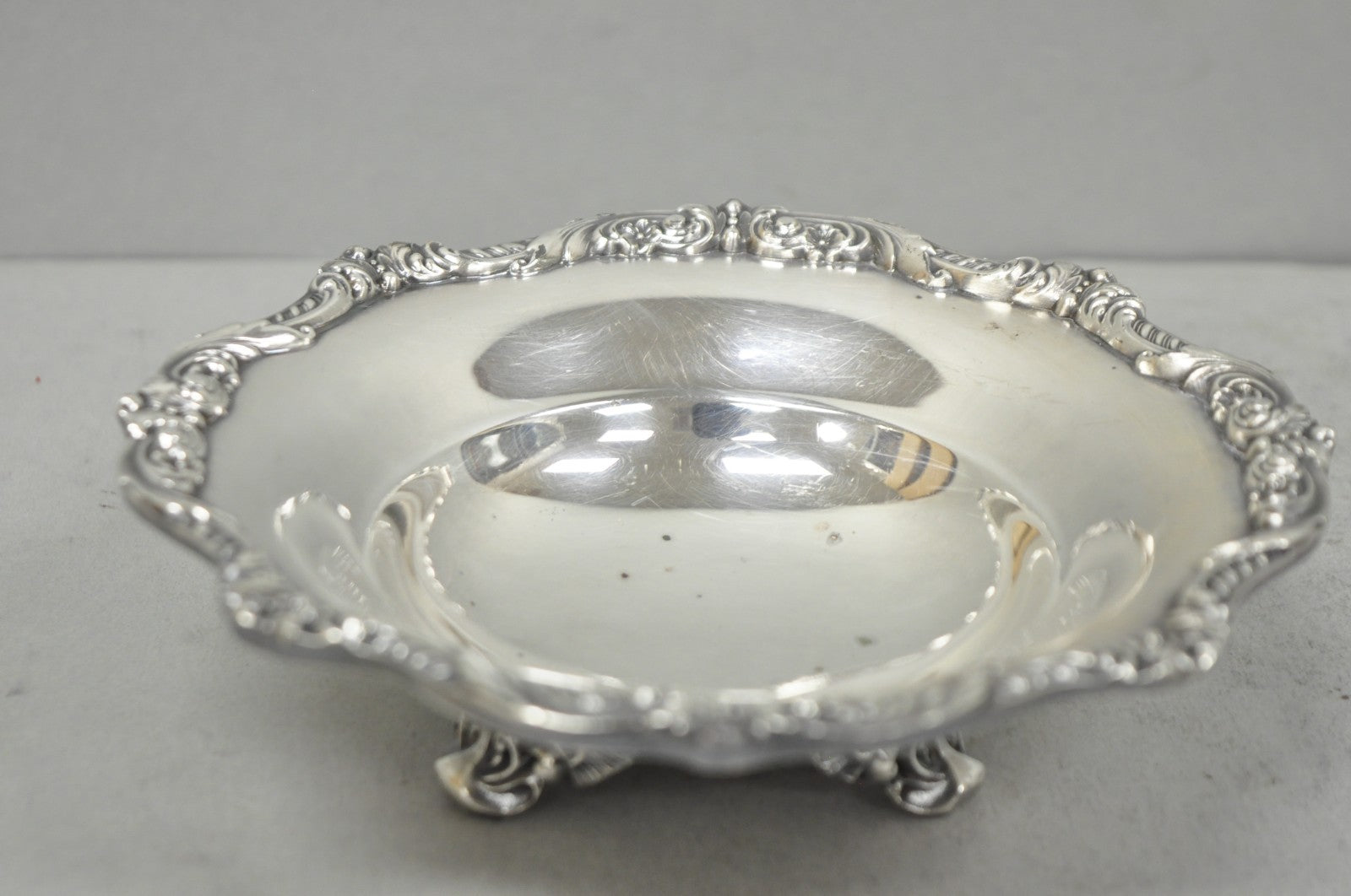 Vintage Poole "Old English" 5005 Silver Plated Small Footed Nut Dish Bowl