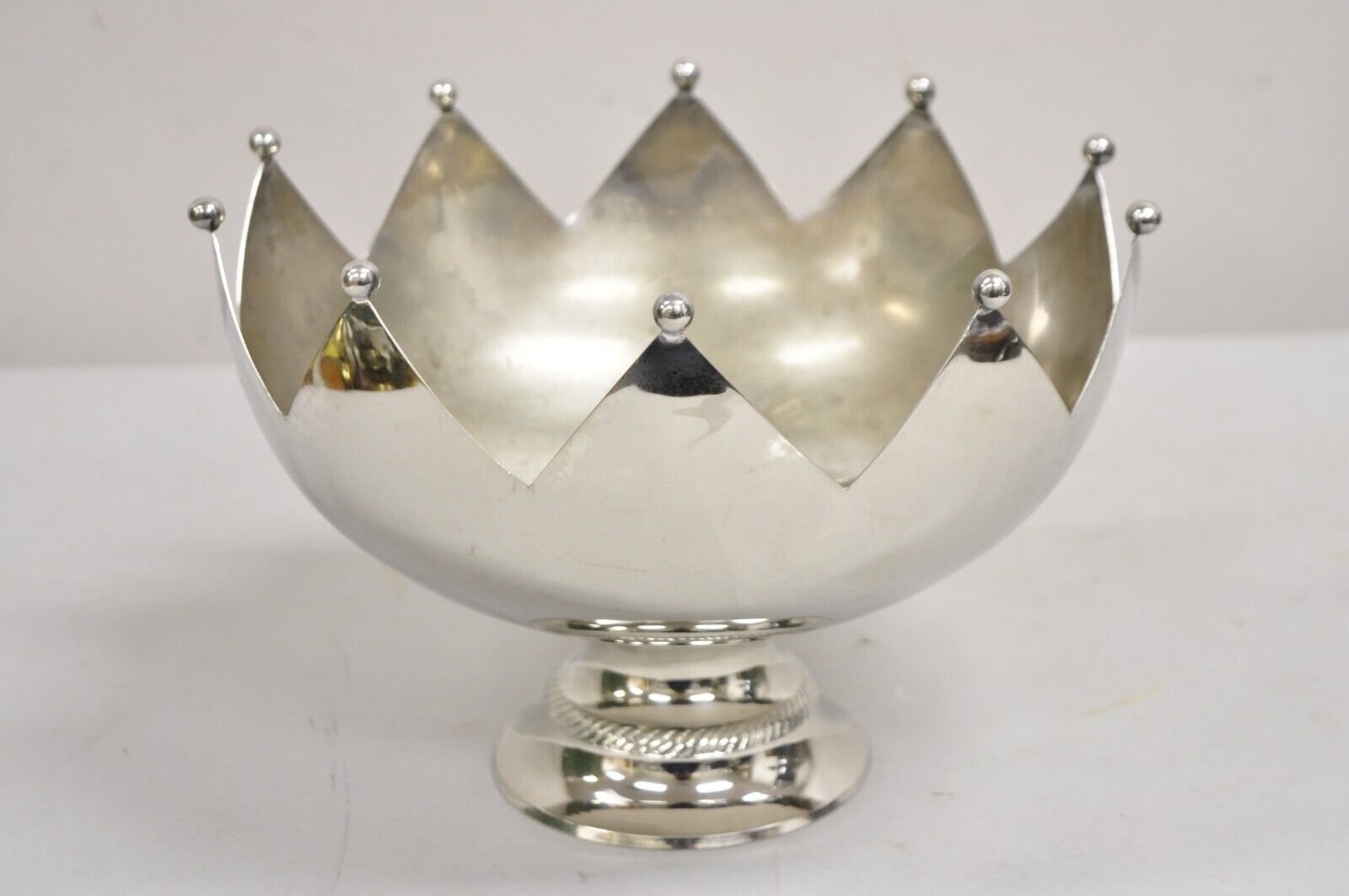 Vintage Modern Silver Plated "Royal Crown" Round Silver Plated Centerpiece Bowl