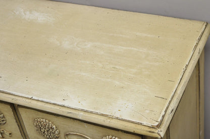 Vintage French Country Provincial Cream Distress Painted Dresser by Roundtree