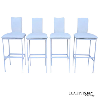 Minson Ent. Contemporary Modern White Metal Sculpted Barstools Chair - Set of 4