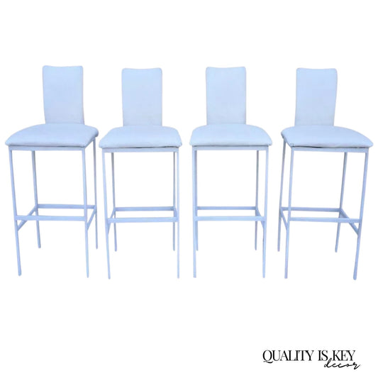 Minson Ent. Contemporary Modern White Metal Sculpted Barstools Chair - Set of 4