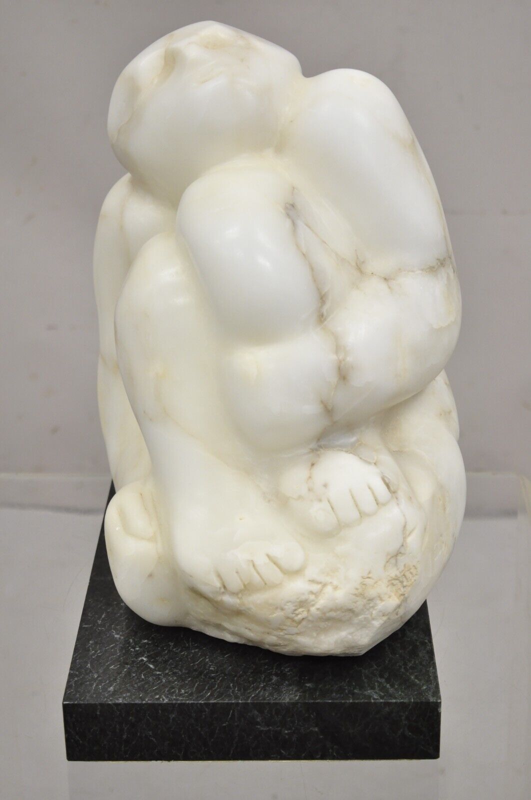 Sheryl C. Benjamin Marble Nude Figure Abstract Sculpture On Marble Base