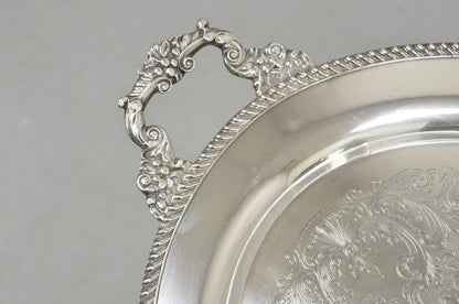 Vintage English Victorian Oval Silver Plated Serving Platter Tray by Victoria
