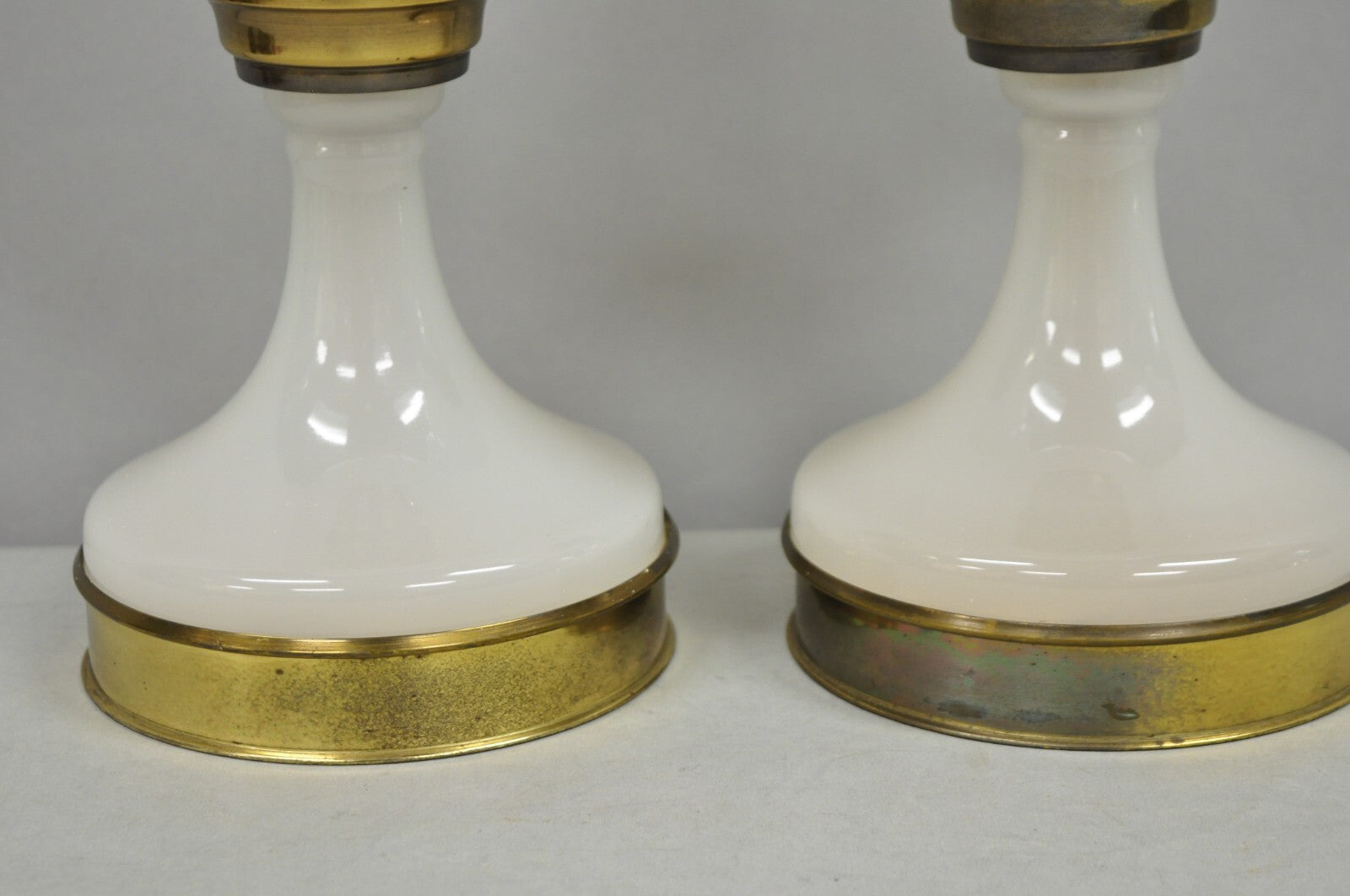 Mid Century Modern White Opaline Milk Glass Seltzer Bottle Table Lamps - a Pair