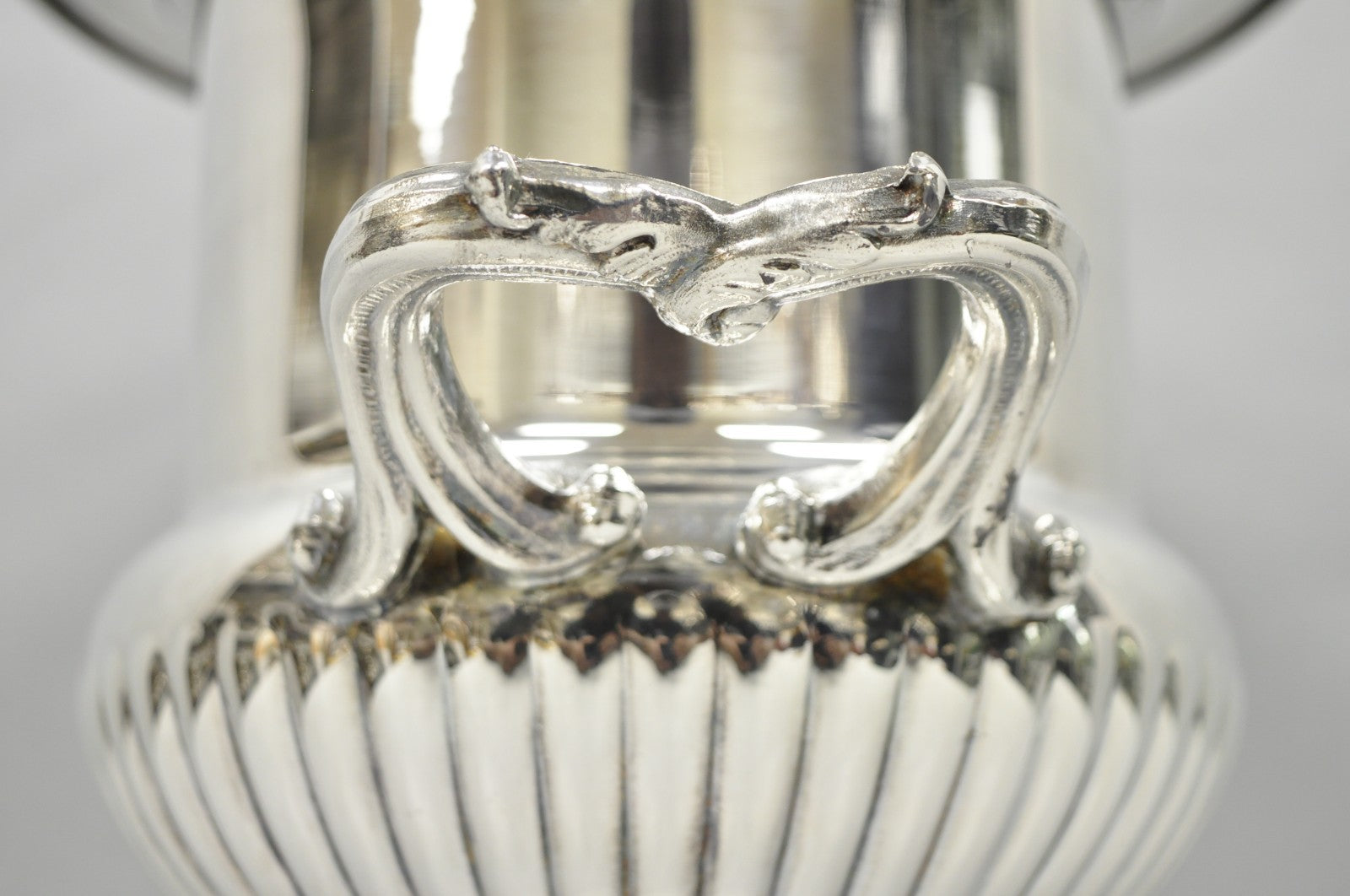 Vintage Regency Silver Plated Trophy Cup Urn Ribbed Champagne Chiller Ice Bucket