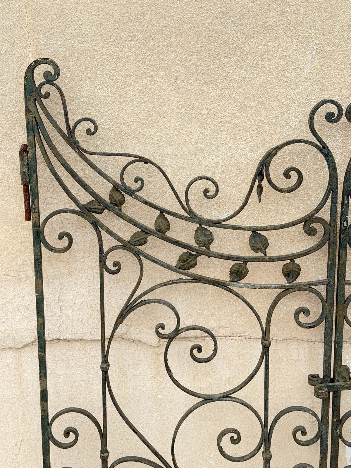 Antique Spanish Renaissance Scrolling Wrought Iron 57 x 45 Garden Entry Gate Set