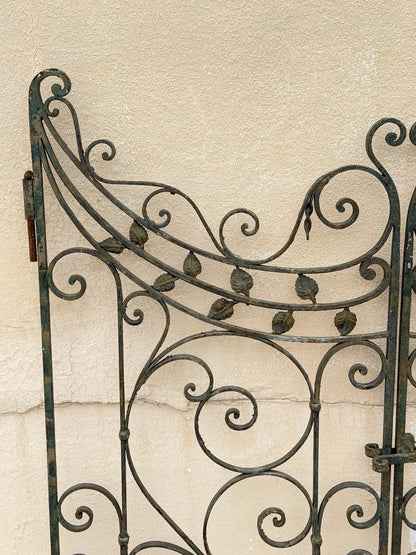 Antique Spanish Renaissance Scrolling Wrought Iron 57 x 45 Garden Entry Gate Set