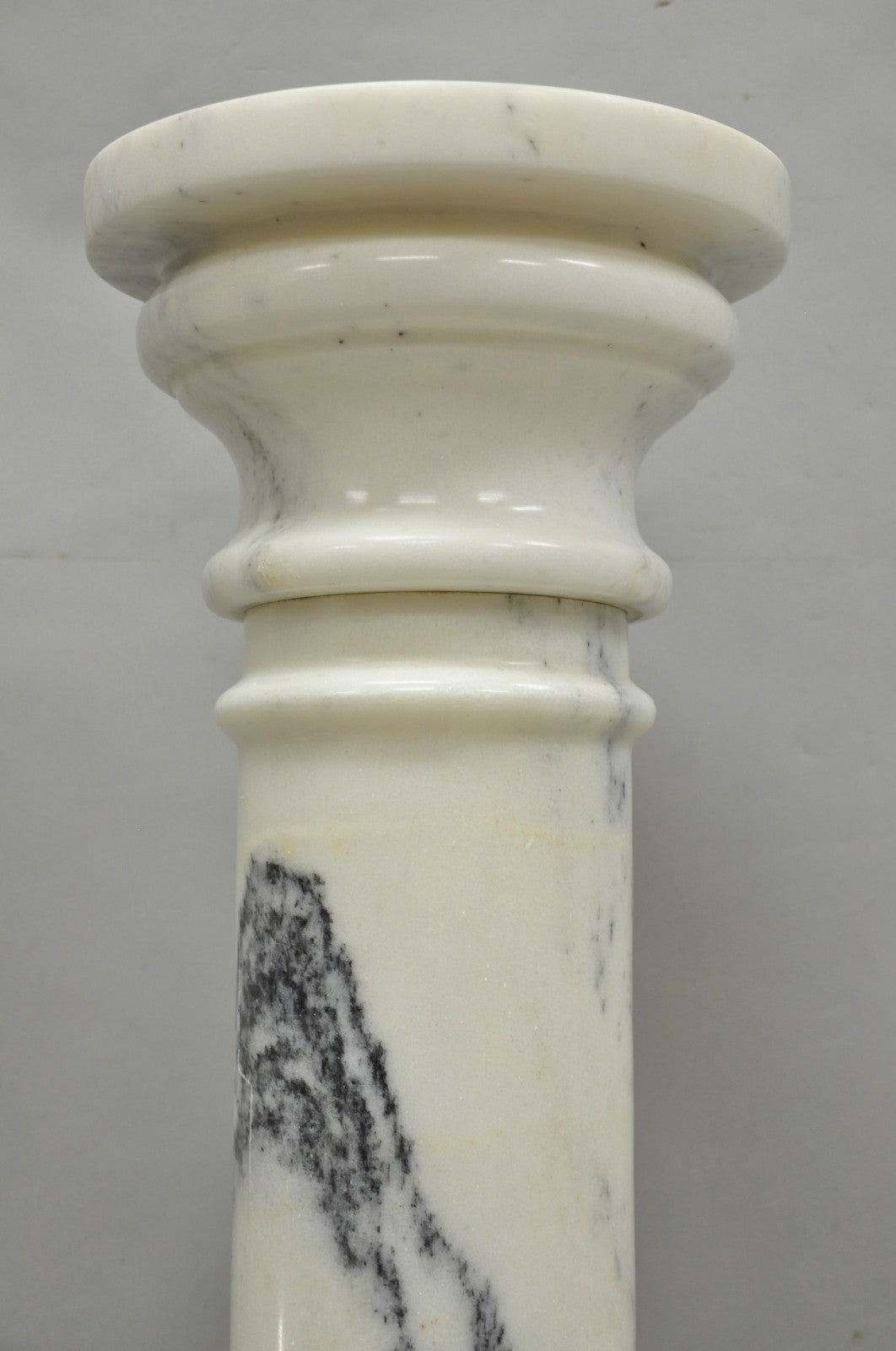 Vintage Italian Classical White Marble Column Form Round 32" Pedestal Bust Stand