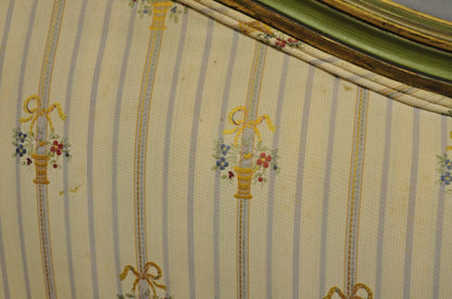 Antique French Louis XVI Style Green Painted Upholstered Twin Bed by Vanleigh