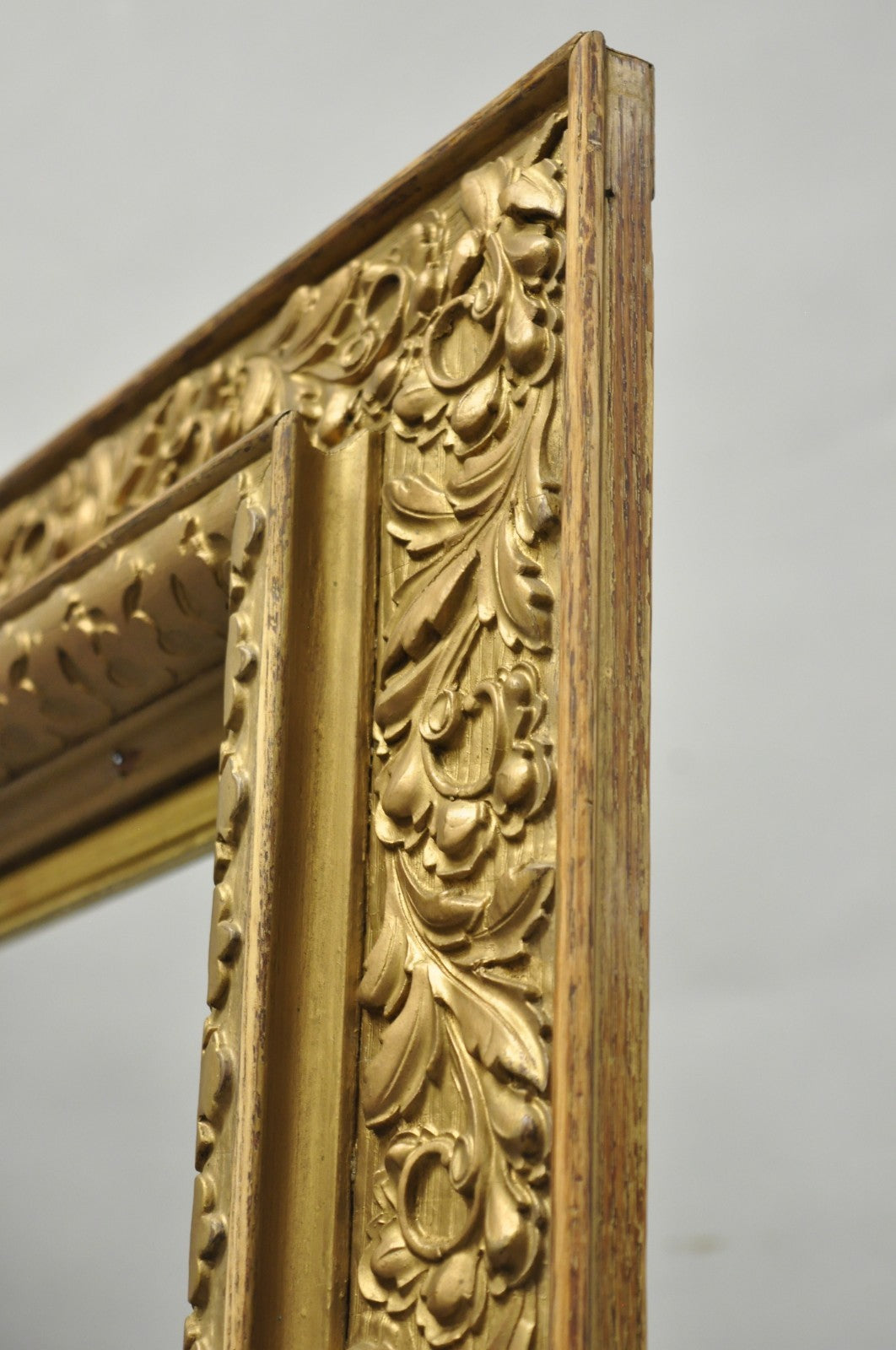 Antique Victorian Gold Gilt Oak Wood Leafy Scroll Deep Picture Frame 32.5 x 26.5