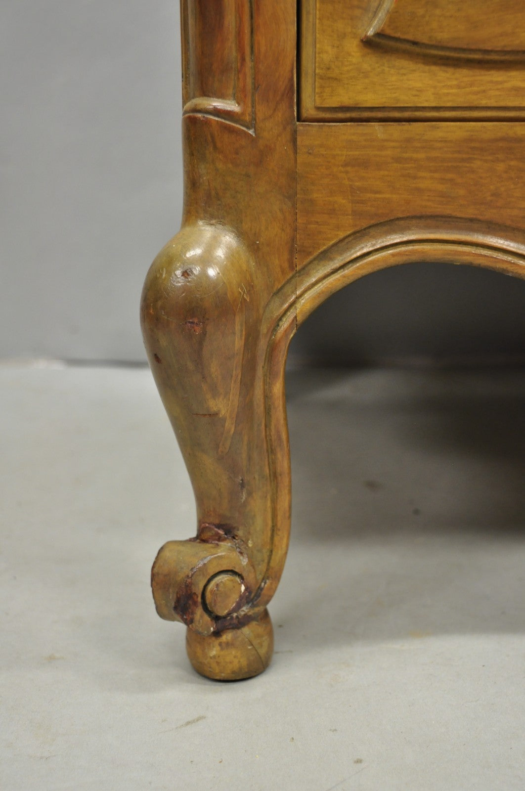 Vintage French Country Provincial Walnut Fruitwood Tall Chest Dresser Cabinet