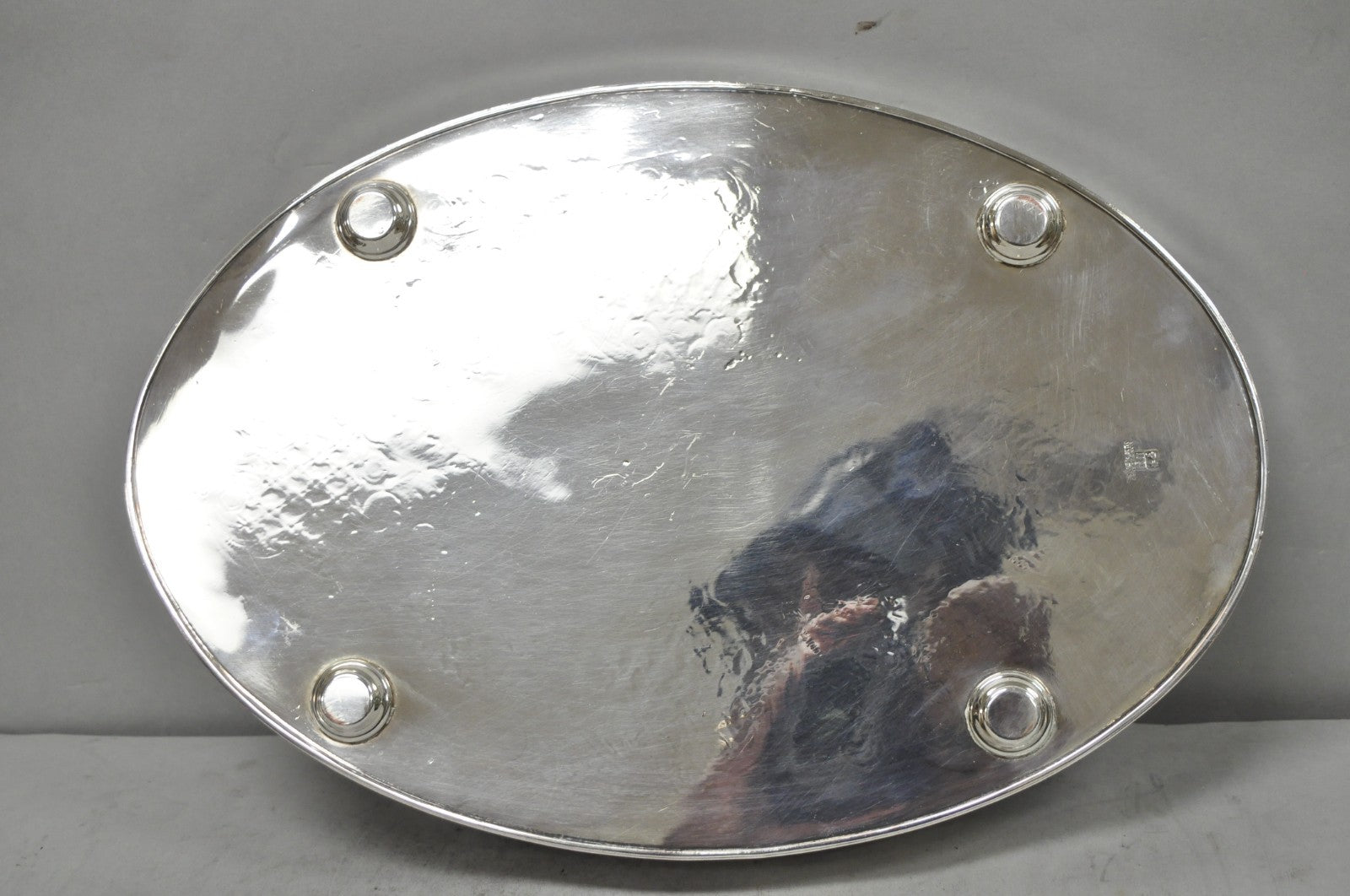 Vintage Israel Freeman and Son English Edwardian Oval Silver Plated Platter Tray
