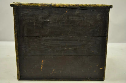 Antique Victorian Embossed Brass Fireplace Log Box Coal Box with Country Scenes